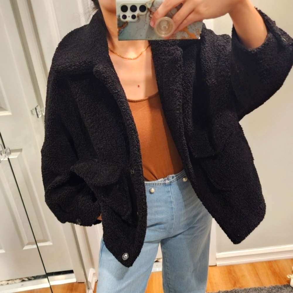 Zara Basic Black Bomber Jacket - image 4